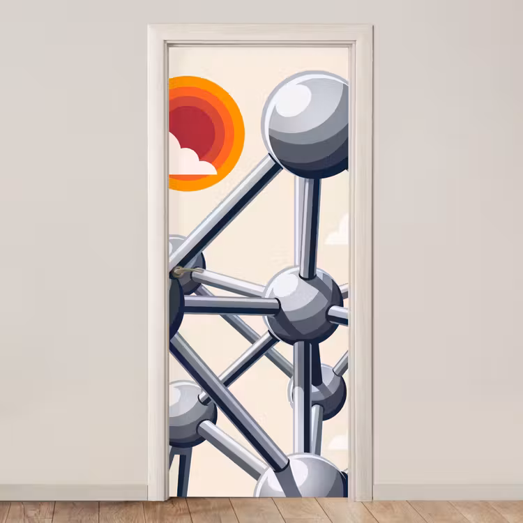 Architectuur - Geometrie - Stad - Modern - Grijs deurposter klein -3d_beige
