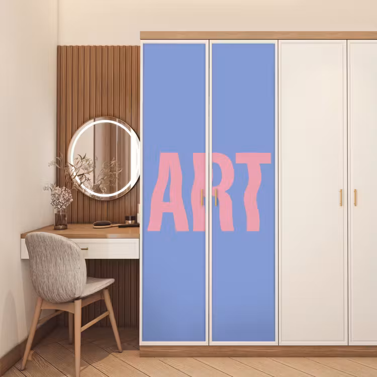 Art - Roze - Blauw deurposter klein -sfeer3