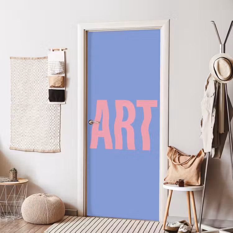 Art - Roze - Blauw deurposter klein -sfeer6