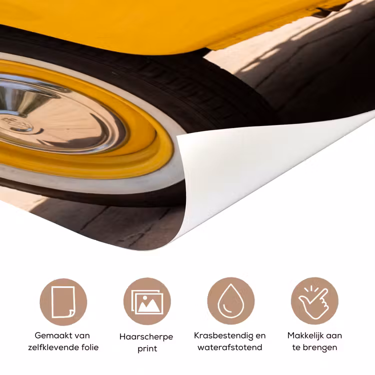 Auto - Picknick - Zomer - Geel deurposter klein -closeup_NL