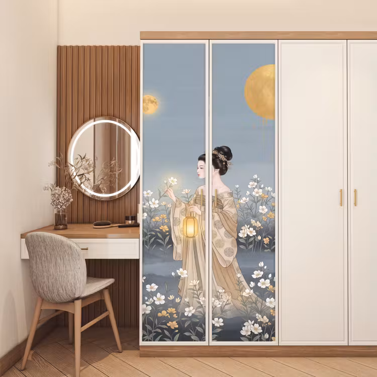 Aziatisch - Vrouw - Kimono deurposter klein -sfeer3