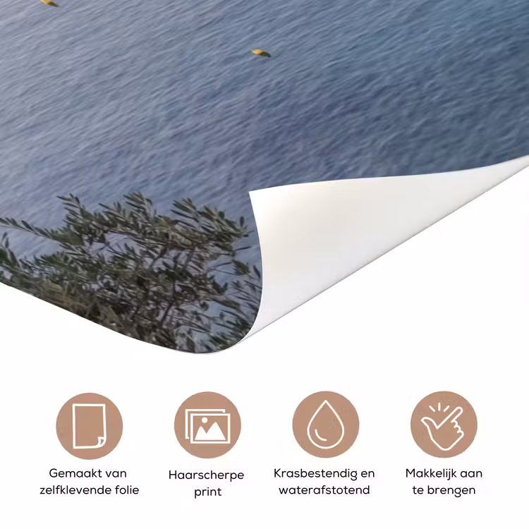 Deursticker - Baai - boten - zonsondergang - Baai - boten - zonsondergang deurposter klein