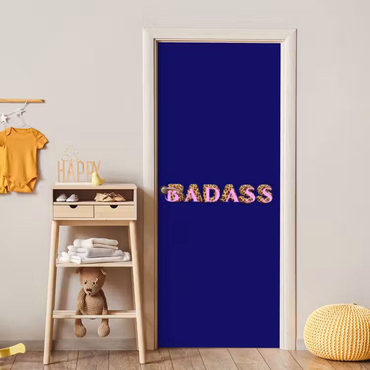 Badass - Panterpint - Schaduw - Roze deurposter klein -sfeer4