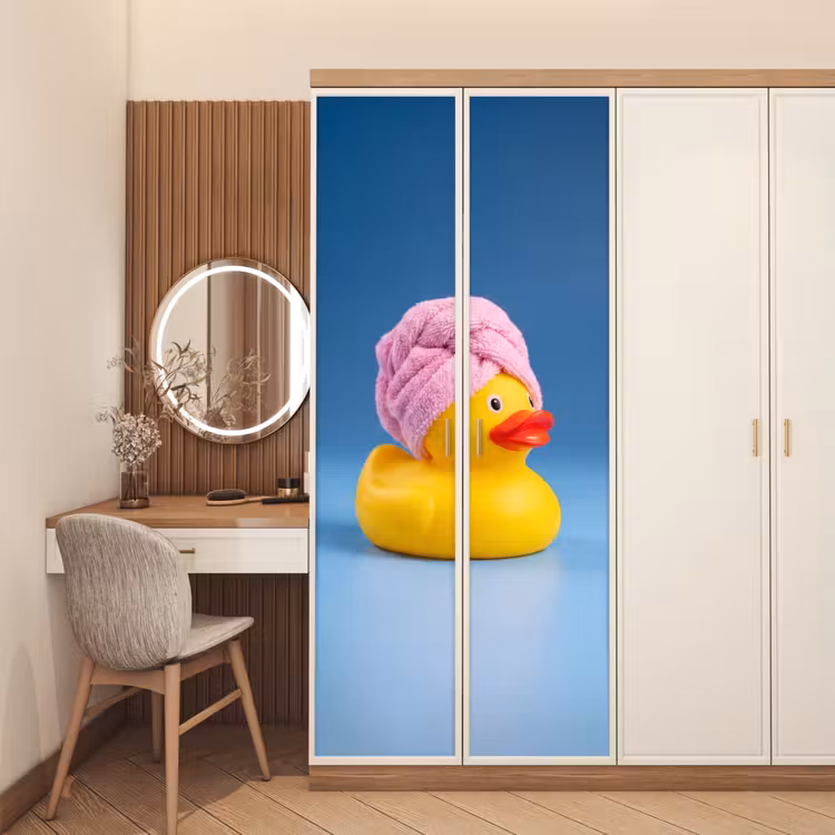 Badeend - Handdoek - Blauw deurposter klein -sfeer3
