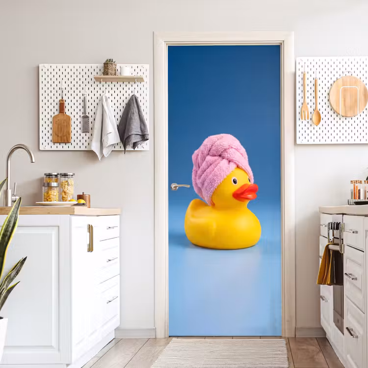 Badeend - Handdoek - Blauw deurposter klein -sfeer5