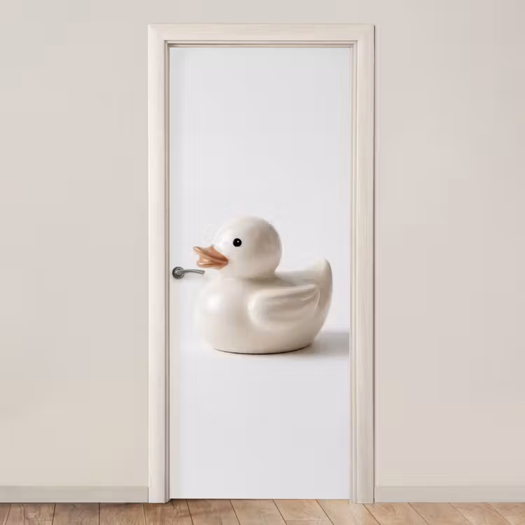 Badeend - Minimalistisch - Wit deurposter klein -3d_beige