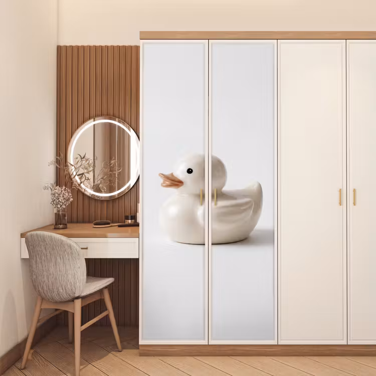 Badeend - Minimalistisch - Wit deurposter klein -sfeer3