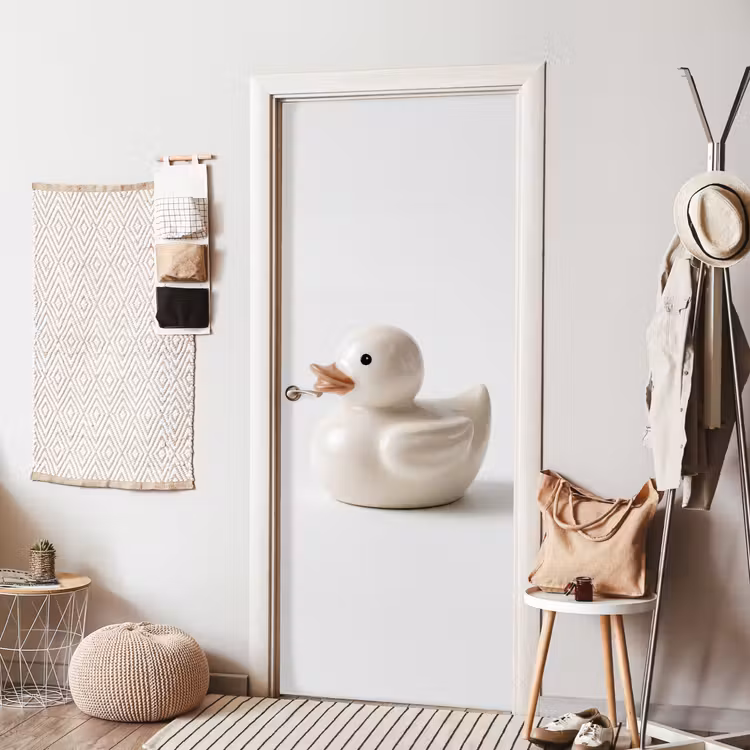 Badeend - Minimalistisch - Wit deurposter klein -sfeer6