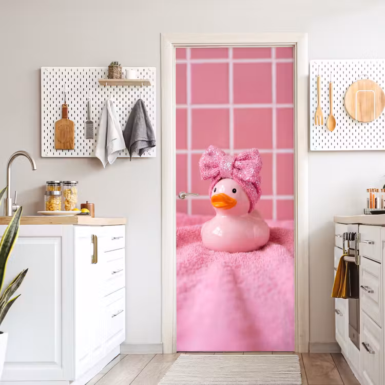 Badeend -Strik - Roze deurposter klein -sfeer5