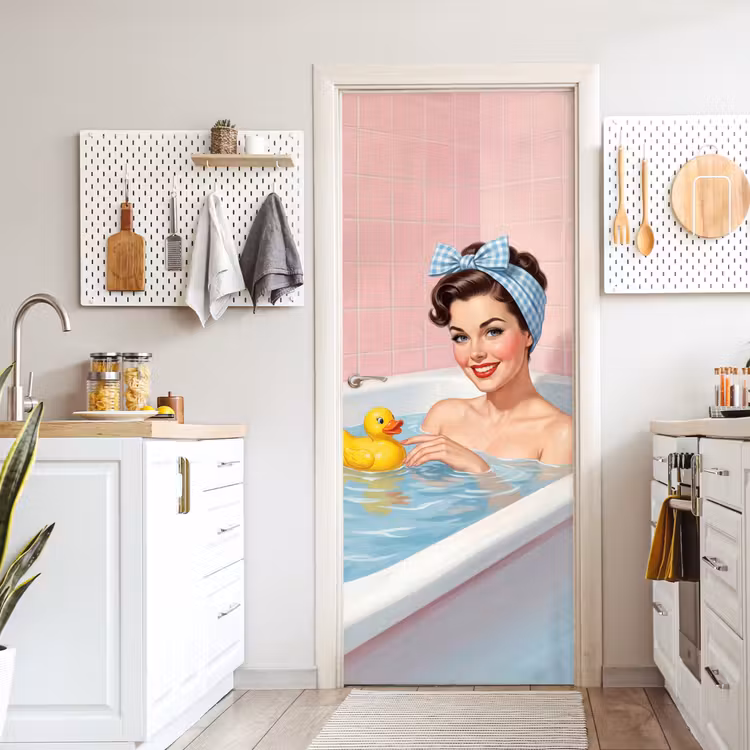 Badkamer - Eend - Blauw deurposter klein -sfeer5