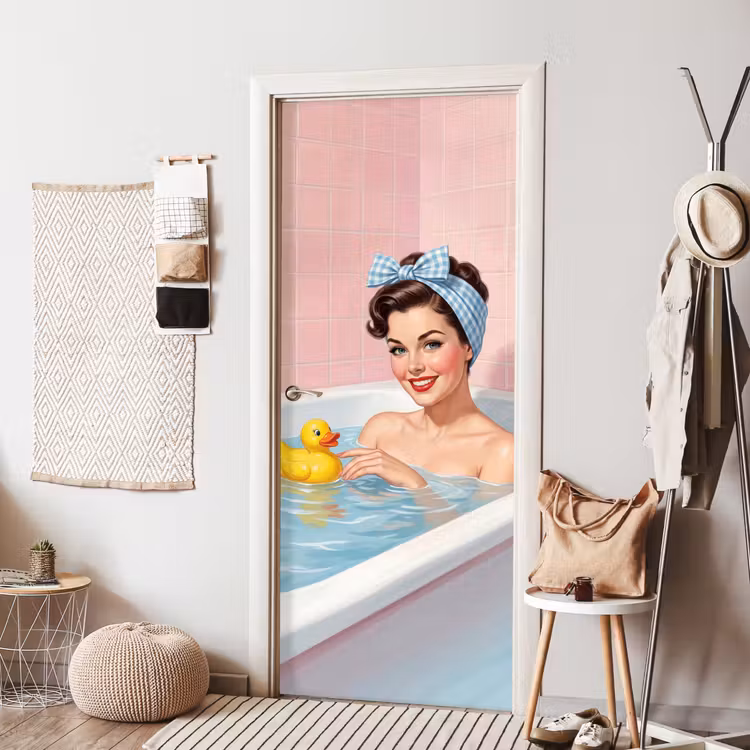 Badkamer - Eend - Blauw deurposter klein -sfeer6