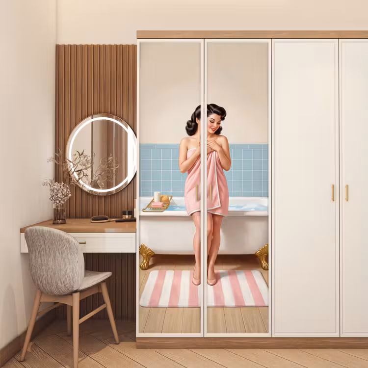 Badkamer - Vrouw - Roze deurposter klein -sfeer3