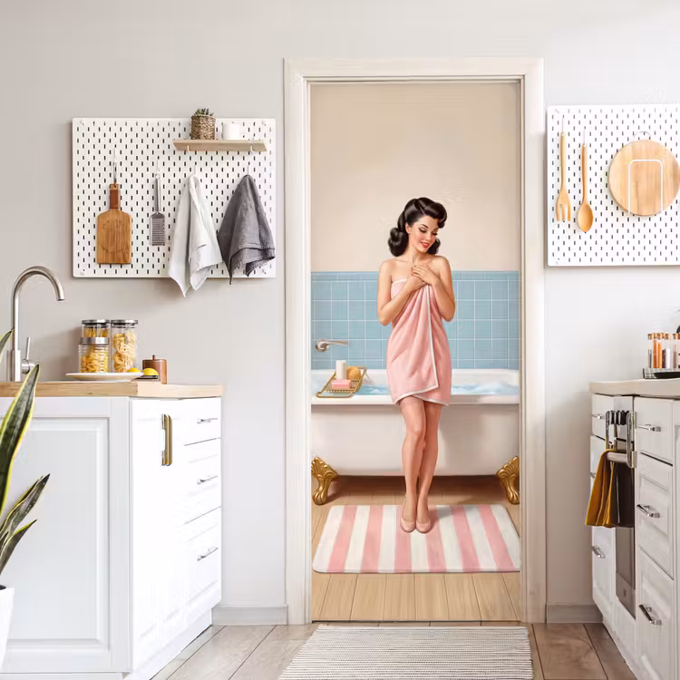 Badkamer - Vrouw - Roze deurposter klein -sfeer5