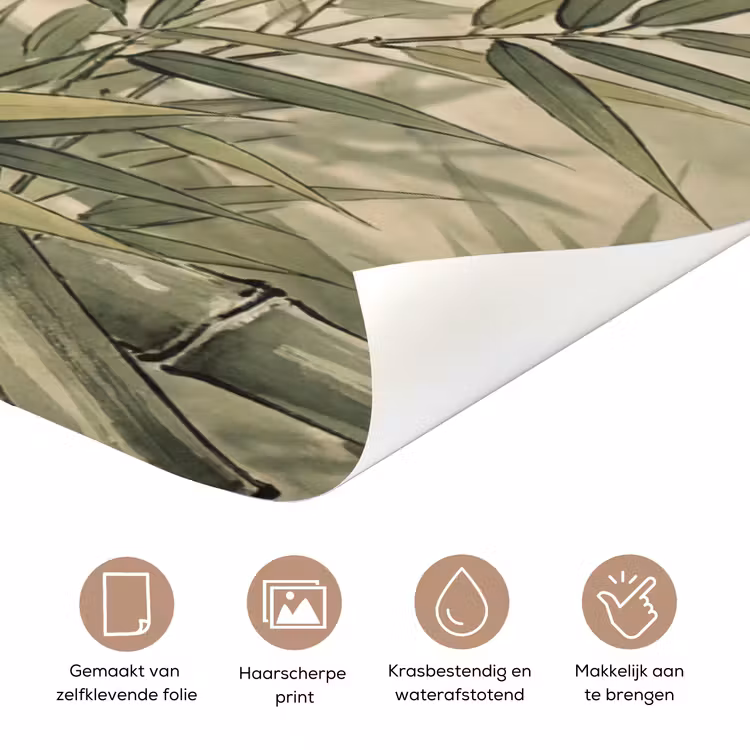 Bamboe - Bladeren - Aziatisch - Groen - Natuur deurposter klein -closeup_NL