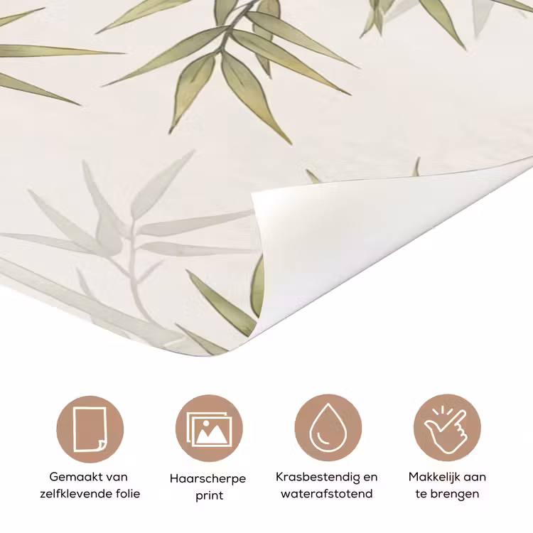 Bamboe - Bladeren - Natuur - Aquarel - Groen deurposter klein -closeup_NL