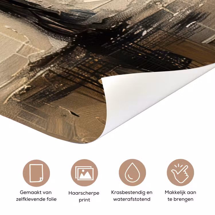 Beige - Abstract - Boom - Goud deurposter klein -closeup_NL