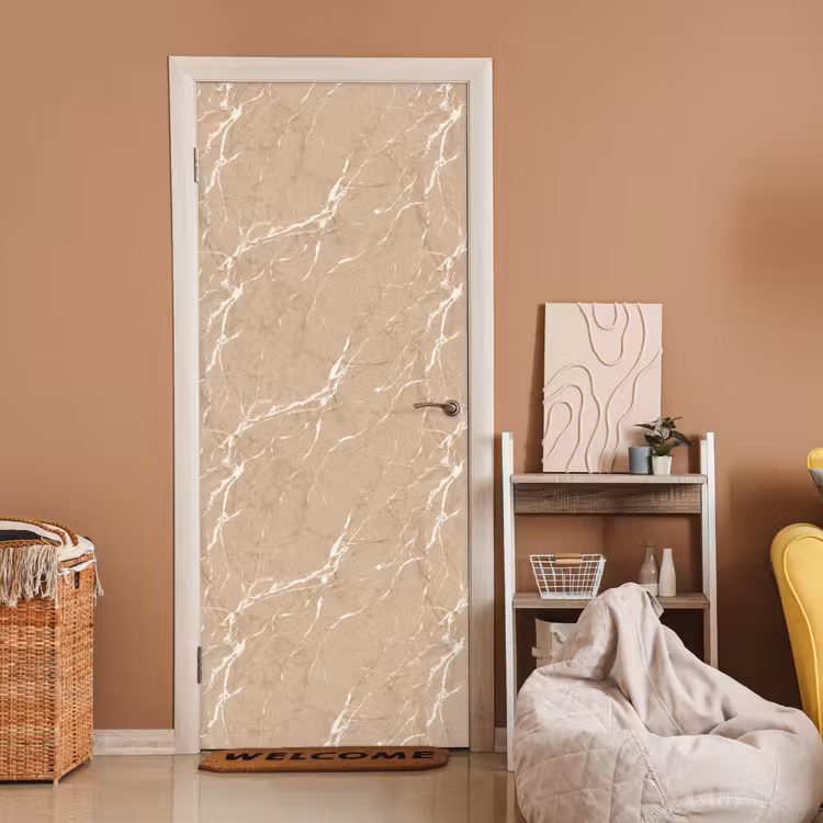 Beige - Marmer - Organisch - Wit deurposter klein 289 -sfeer1