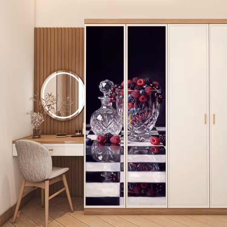 Deursticker - Bessen - Kristal - Stilleven - Bessen - Kristal - Stilleven deurposter klein