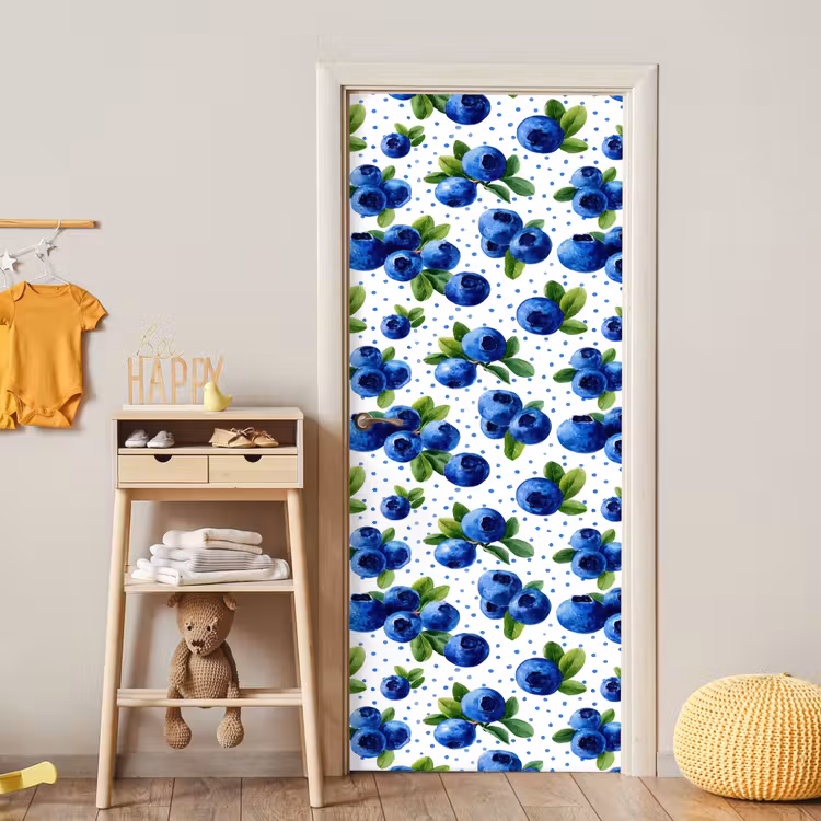 Bessen - Patroon - Blauw deurposter klein 289 -sfeer4