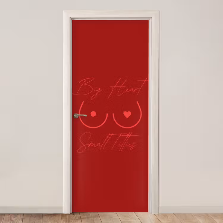 big heart small titties - Hart - Rood deurposter klein -3d_beige