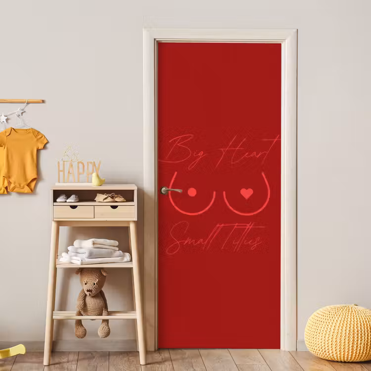 big heart small titties - Hart - Rood deurposter klein -sfeer4