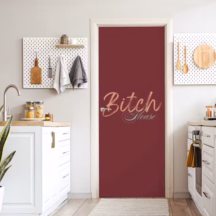 Bitch please - Rood - Blauw deurposter klein -sfeer5