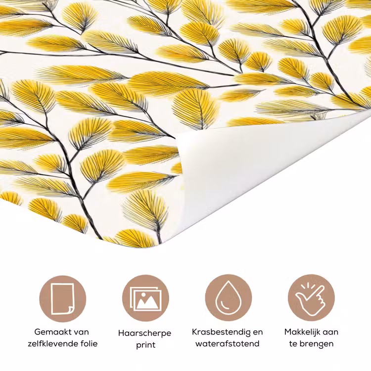 Bladeren - Botanisch - Elegant - Geel - Zwart deurposter klein 289 -closeup_NL