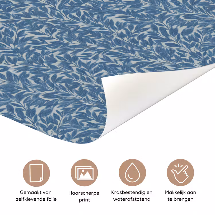 Bladeren - Klassiek - Patroon - Donkerblauw - Vintage deurposter klein 289 -closeup_NL
