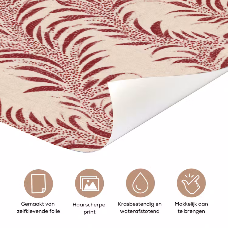 Bladeren - Linnen - Rood deurposter klein 289 -closeup_NL