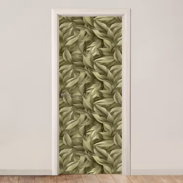 Bladeren - Modern - Groen deurposter klein 289 -3d_beige