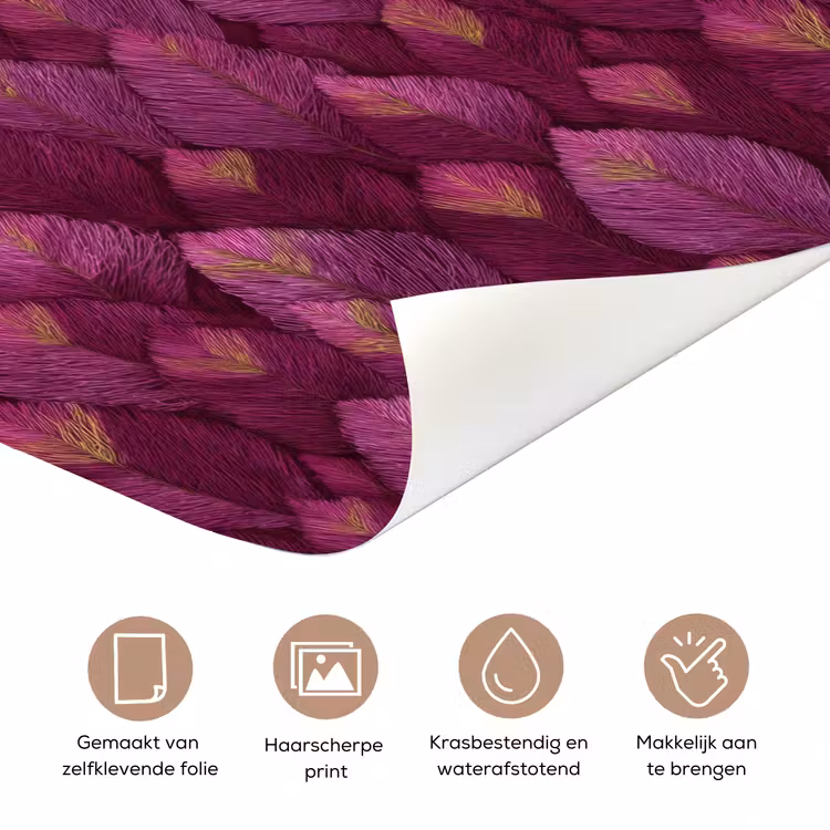 Bladeren - Patroon - Burgundy deurposter klein 289 -closeup_NL