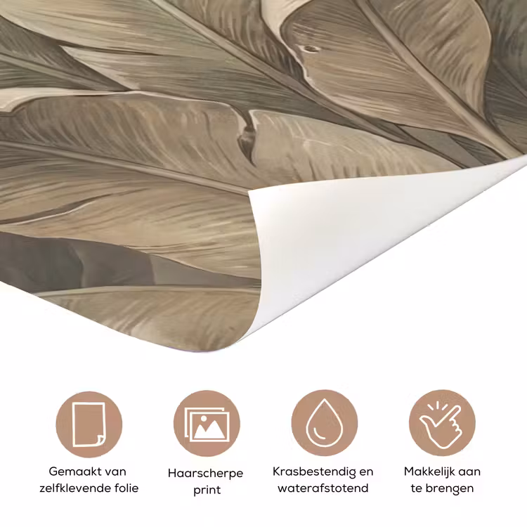 Bladeren - Tropisch - Natuur - Modern - Beige deurposter klein -closeup_NL