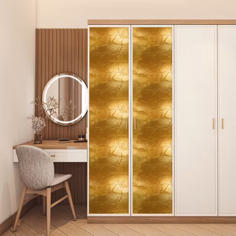 Bladgoud - Vintage - Textuur - Warm Goud deurposter klein 289 -sfeer3