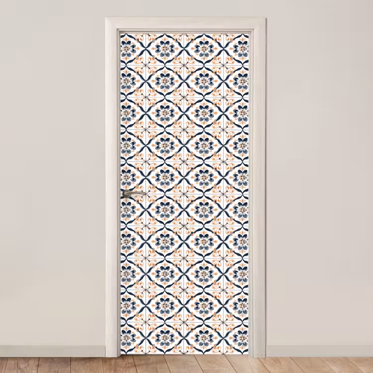 Bladvorm - Patroon - Kleurrijk deurposter klein 289 -3d_beige
