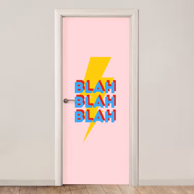 Blah - Bliksem - Roze deurposter klein -3d_beige