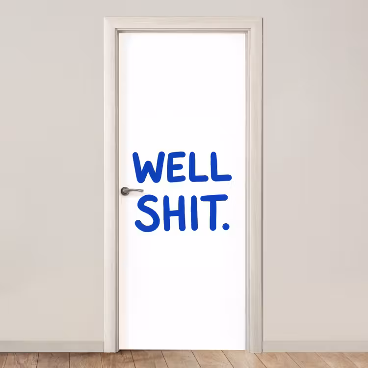 Blauw - Quote - Wit deurposter klein -3d_beige