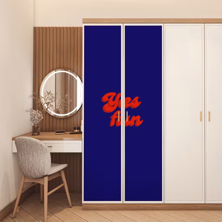 Blauw - Rood - Yes fun - 3D deurposter klein -sfeer3