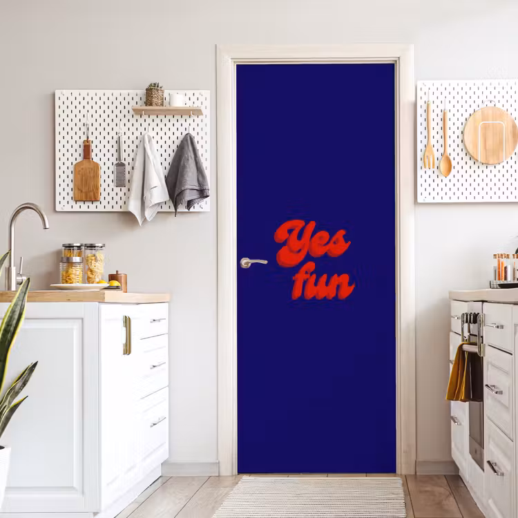 Blauw - Rood - Yes fun - 3D deurposter klein -sfeer5