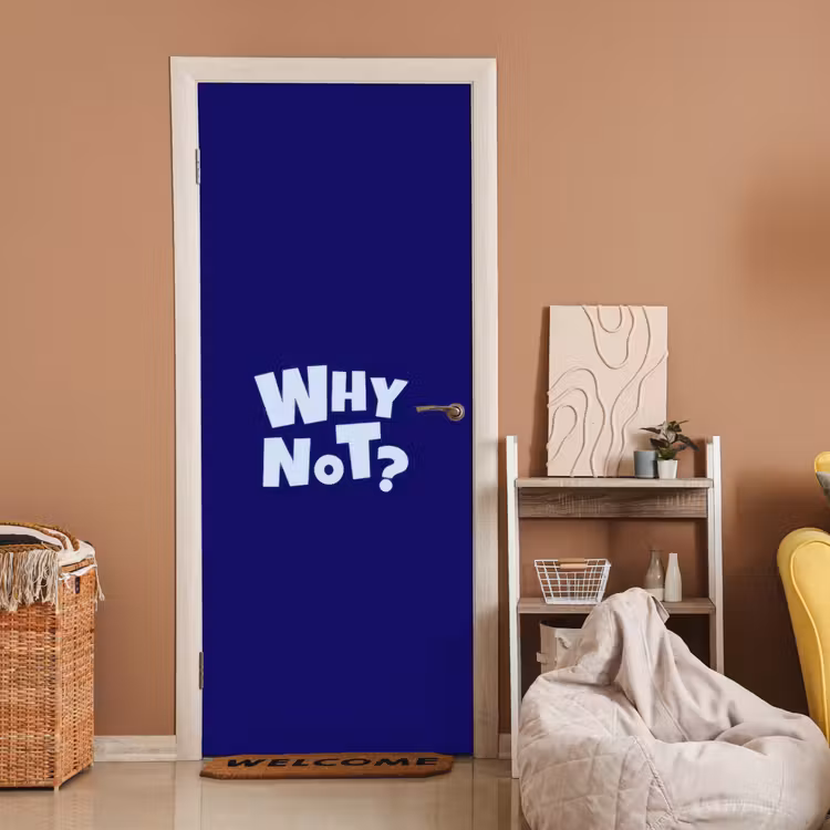 Blauw - Why not - Minimalistisch deurposter klein -sfeer1