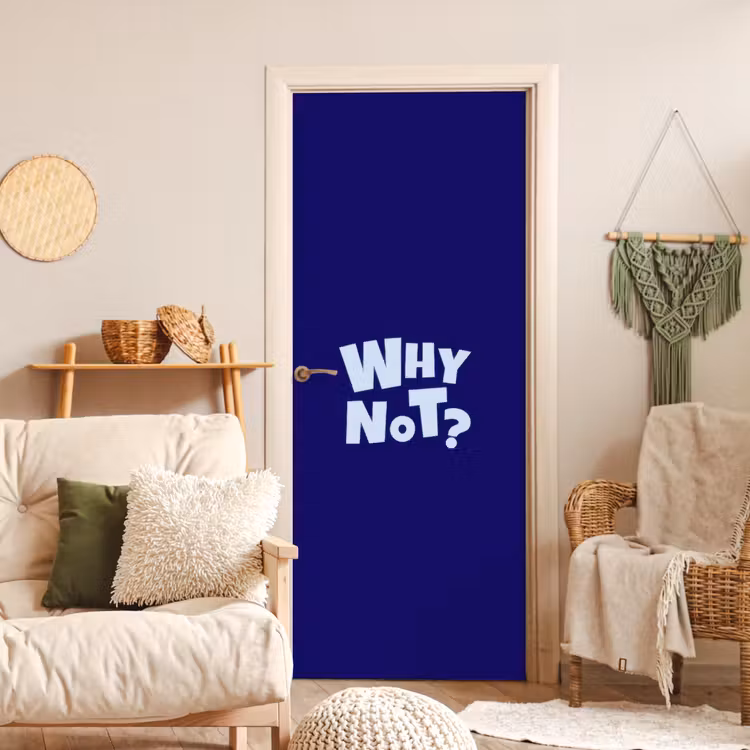 Blauw - Why not - Minimalistisch deurposter klein -sfeer2