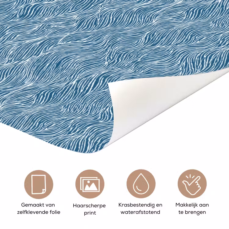 Blauw - Wit - Golven - Getekend - Textuur deurposter klein 289 -closeup_NL