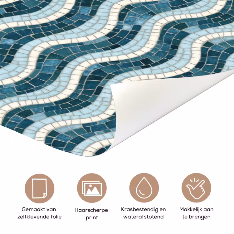 Blauw - Wit - Mozaïek - Golvend deurposter klein 289 -closeup_NL