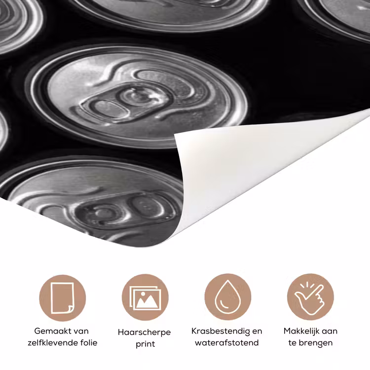 Blikjes - Aluminium - Patroon - Industrieel - Zilver deurposter klein -closeup_NL