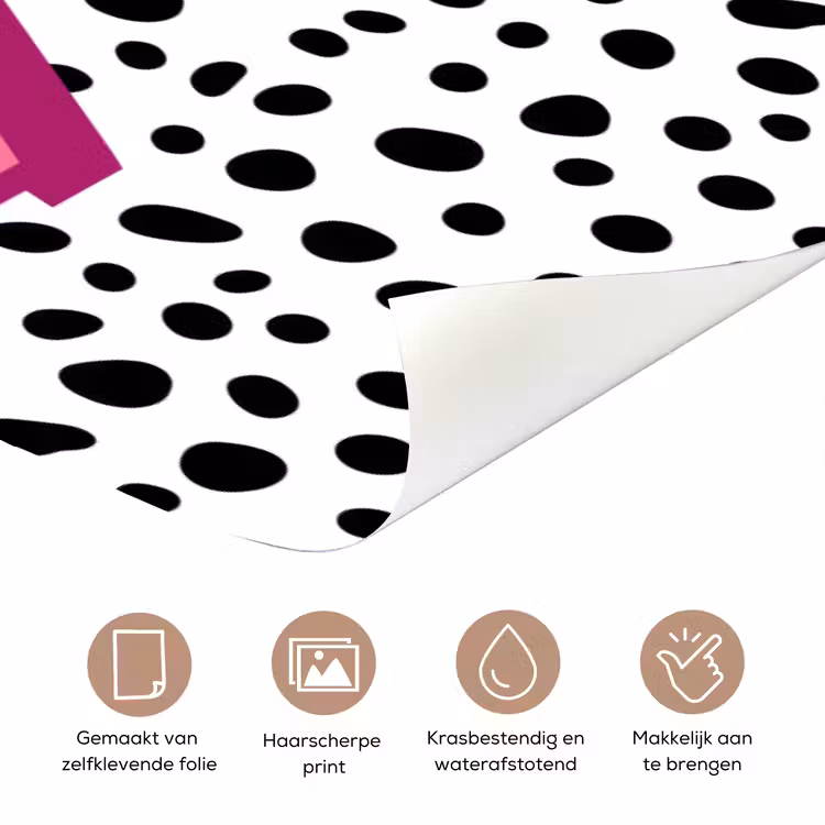 Bliksem - Roze - Stippen deurposter klein -closeup_NL