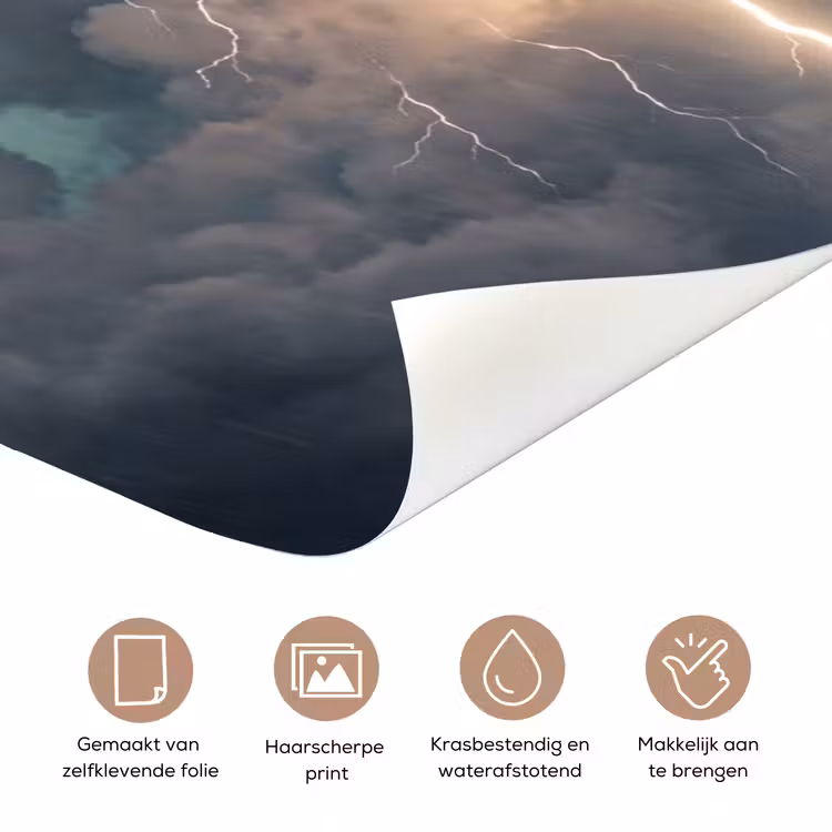 Bliksem - Storm - Natuur - Donker deurposter klein -closeup_NL