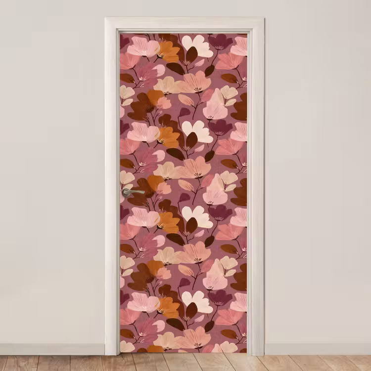Bloem - Patroon - Roze deurposter klein 289 -3d_beige