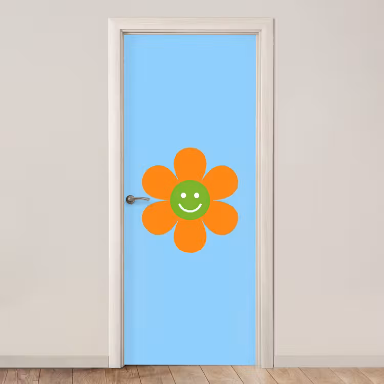 Bloem - Smiley - Kleurrijk deurposter klein -3d_beige