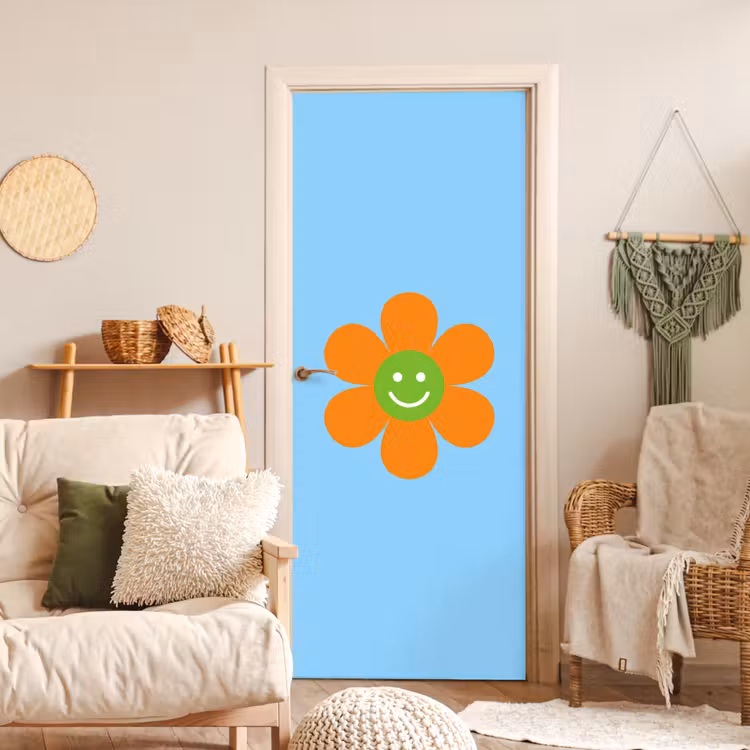 Bloem - Smiley - Kleurrijk deurposter klein -sfeer2