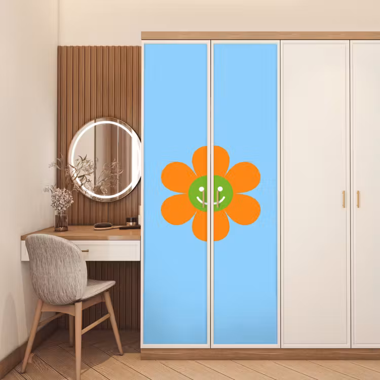 Bloem - Smiley - Kleurrijk deurposter klein -sfeer3
