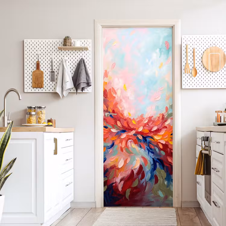 Bloemen - Abstract - Kunst - Modern deurposter klein -sfeer5
